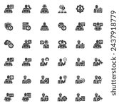 IT specialist vector icons set, modern solid symbol collection, filled style pictogram pack. Signs, logo illustration. Set includes icons as coding and programming, web development, administrator 