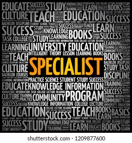SPECIALIST word cloud collage, education concept background