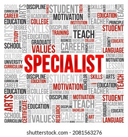 SPECIALIST word cloud collage, education concept background