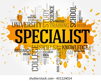 SPECIALIST word cloud collage, education concept background