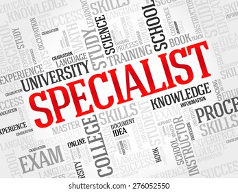 SPECIALIST word cloud, education business concept