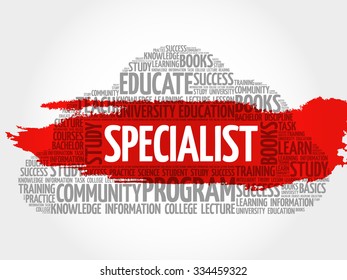 SPECIALIST word cloud, education business concept