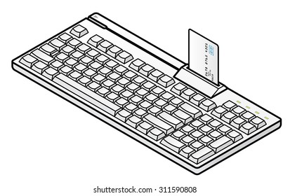 Speciality keyboard (US layout): with an integrated chip credit/debit card reader.