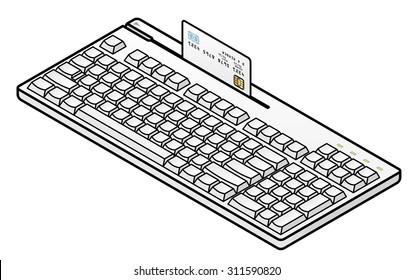Speciality keyboard (US layout): with an integrated credit / debit card magnetic stripe reader.