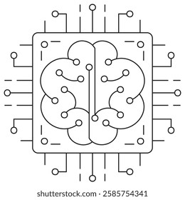 Specialized Chips icon. Simple outline monochrome black vector pictogram with thin lines on a transparent background. Line thickness is editable
