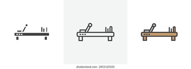 Specialized Pilates Reformer Machines Icon Set for Fitness Studios