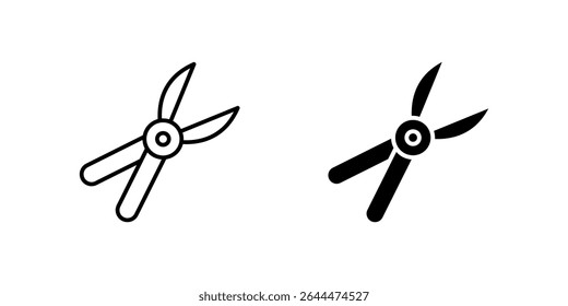 Specialized pruning shears icon set for gardening, landscaping, and plant care. Ideal for horticulture and outdoor themes.