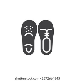 Specialized shoes for foot support vector icon. filled flat sign for mobile concept and web design. Orthopedic Shoes glyph icon. Symbol, logo illustration. Vector graphics