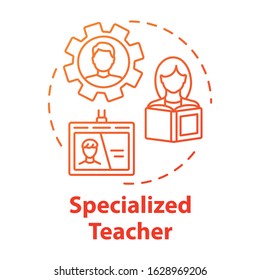 Specialized teacher concept icon. Professional tutor. Tuition and counseling. Inclusive academic education idea thin line illustration. Vector isolated outline RGB color drawing. Editable stroke