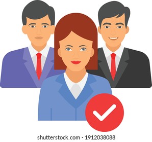 Specialized Team Task Force Vector Color Icon Design, Group Job Concept, Hrm Symbol On White Background, Business Characters Stock Illustration