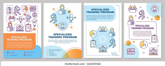 Specialized Training Program Brochure Template. Inclusive Education. Flyer, Booklet, Leaflet Print, Cover Design With Linear Icons. Vector Layouts For Magazines, Annual Reports, Advertising Posters