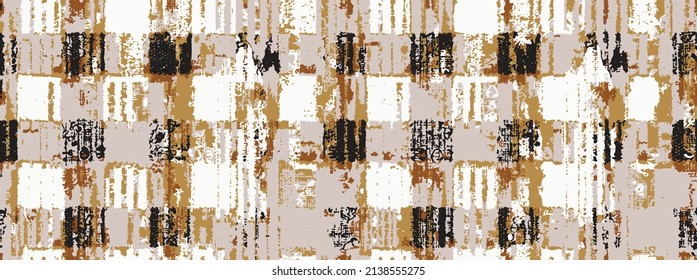 Specially Designed Carpet, rug, scarf and curtain digital print modern seamless vichy, line, stripe and floral texture mixed earth colors tones geometric textured with typical pattern in vector SS2024