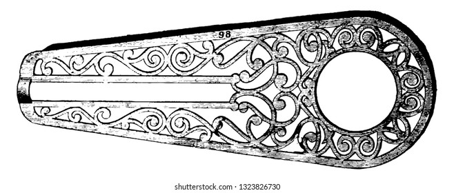 It is a specially designed chain bearing. Usually made up of metal like steel or iron which provides support to the main frame, vintage engraved line art illustration. Bicycle Accessories 1900.