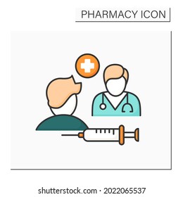 Specialty Drugs Color Icon. Specialty Pharmaceuticals. Doctor Appointment. Injections And Treatment. Pharmacy Concept. Isolated Vector Illustration