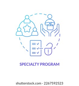 Specialty program concept blue gradient icon. Exclusivity loyalty customers program. Membership advantages abstract idea thin line illustration. Isolated outline drawing. Myriad Pro-Bold font used