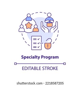 Specialty program concept icon. Exclusivity loyalty customers system. Member benefits abstract idea thin line illustration. Isolated outline drawing. Editable stroke. Arial, Myriad Pro-Bold fonts used