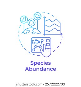 Species abundance blue gradient concept icon. Biodiversity measurement. Tracking number of animals. Round shape line illustration. Abstract idea. Graphic design. Easy to use in article