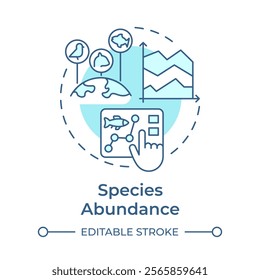 Species abundance soft blue concept icon. Biodiversity measurement. Tracking number of animals. Round shape line illustration. Abstract idea. Graphic design. Easy to use in article