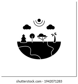 Species diversity glyph icon.Describe diversity of living species. Included insects,animals,plants,fungi.Differentiation in ecosystem.Filled flat sign. Isolated silhouette vector illustration