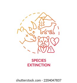 Species extinction red gradient concept icon. Wild animals loss. Consequence of overpopulation abstract idea thin line illustration. Isolated outline drawing. Myriad Pro-Bold fonts used