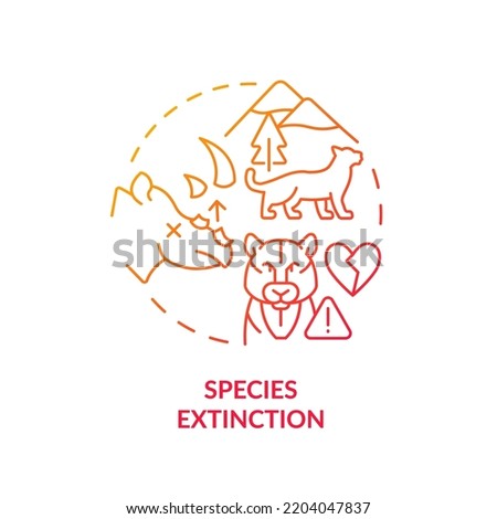 Species extinction red gradient concept icon. Wild animals loss. Consequence of overpopulation abstract idea thin line illustration. Isolated outline drawing. Myriad Pro-Bold fonts used