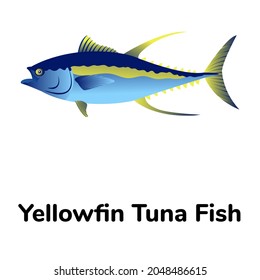 Species of tuna, flat icon of yellowfin tuna