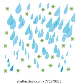 Specific atmosphere made with pattern of forms of raindrops and small stars between them. All in white bluish colors reminding on cold winter days.