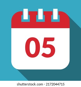 Specific day calendar, appointment schedule vector illustration marking day 05, editable vector icon.