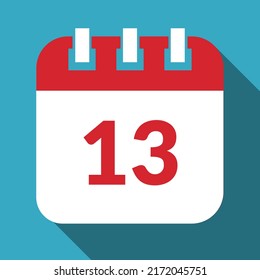 Calendario de día específico, calendario de cita ilustración vectorial marcando el día 13, icono de vector modificable.