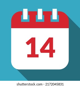 Specific day calendar, appointment schedule vector illustration marking day 14, editable vector icon.