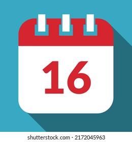 Specific day calendar, appointment schedule vector illustration marking day 16, editable vector icon.