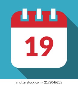 Calendario de día específico, calendario de cita ilustración vectorial marcando el día 19, icono de vector modificable.