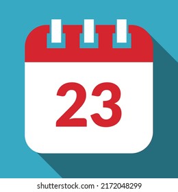 Specific day calendar, appointment schedule vector illustration marking day 23, editable vector icon.