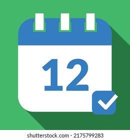 Specific day calendar icon, appointment schedule marking day 12. Vector icon for websites, graphic resources.