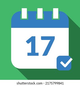 Specific day calendar icon, appointment schedule marking day 17. Vector icon for websites, graphic resources.