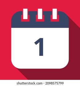 Specific day calendar marking day 1, appointment schedule marked, vector illustration.