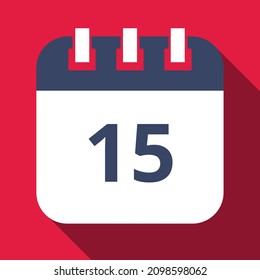 Specific day calendar marking day 15, appointment schedule marked, vector illustration.