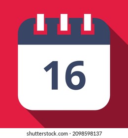 Specific day calendar marking day 16, appointment schedule marked, vector illustration.