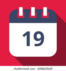 Specific day calendar marking day 19, appointment schedule marked, vector illustration.