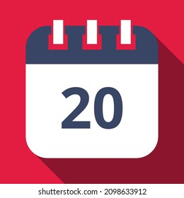 Specific day calendar marking day 20, appointment schedule marked, vector illustration.