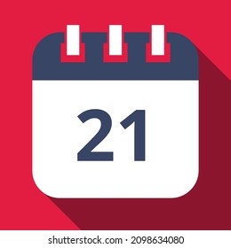 Specific day calendar marking day 21, appointment schedule marked, vector illustration.