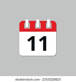 Specific day calendar red flat icon. Calendar icon vector illustration for websites and graphic resources. Date set on the 11st.