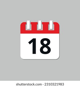 Specific day calendar red flat icon. Calendar icon vector illustration for websites and graphic resources. Date set on the 18st.