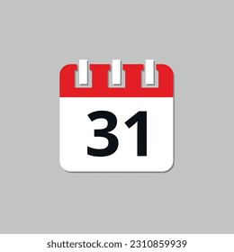 Spezifisches Tageskalender rot flach Symbol. Kalendersymbol, Vektorgrafik für Webseiten und Grafikressourcen. Datum festgelegt am 31.
