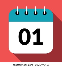Specific day calendar vector icon marking day 01.
