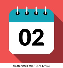 Specific day calendar vector icon marking day 02.