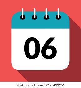 Specific day calendar vector icon marking day 06.