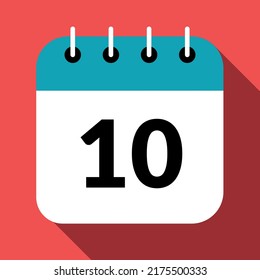 Icono de vectores de calendario de días específicos marcando el día 10.