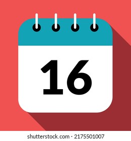 Specific day calendar vector icon marking day 16.