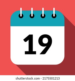 Specific day calendar vector icon marking day 19.